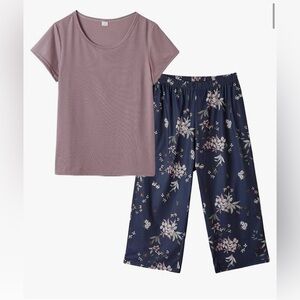 Floral Kids Pajamas Set - Purple and Blue
